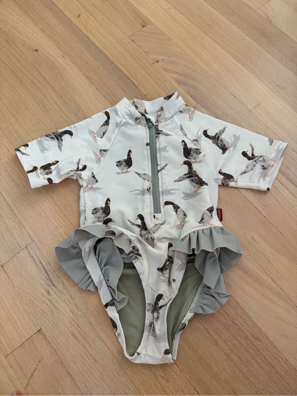 Milkbarn Duck Print Ruffle One-Piece Swimsuit